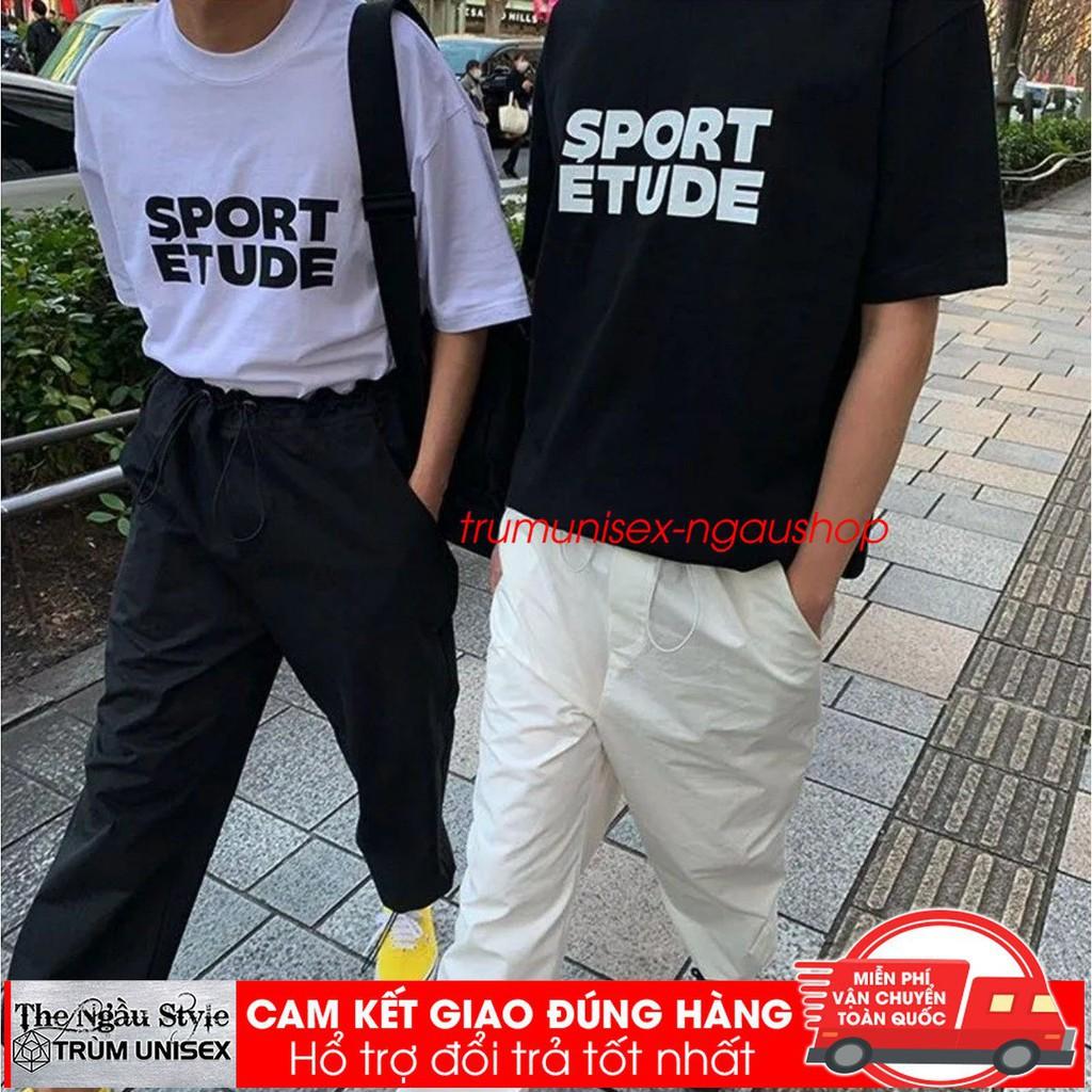 Hình Thật Áo thun Stee nam tay lỡ unisex form rộng overtee In Decal chữ SPORT chất vải cotton xịn Ngaushop Trumunisex