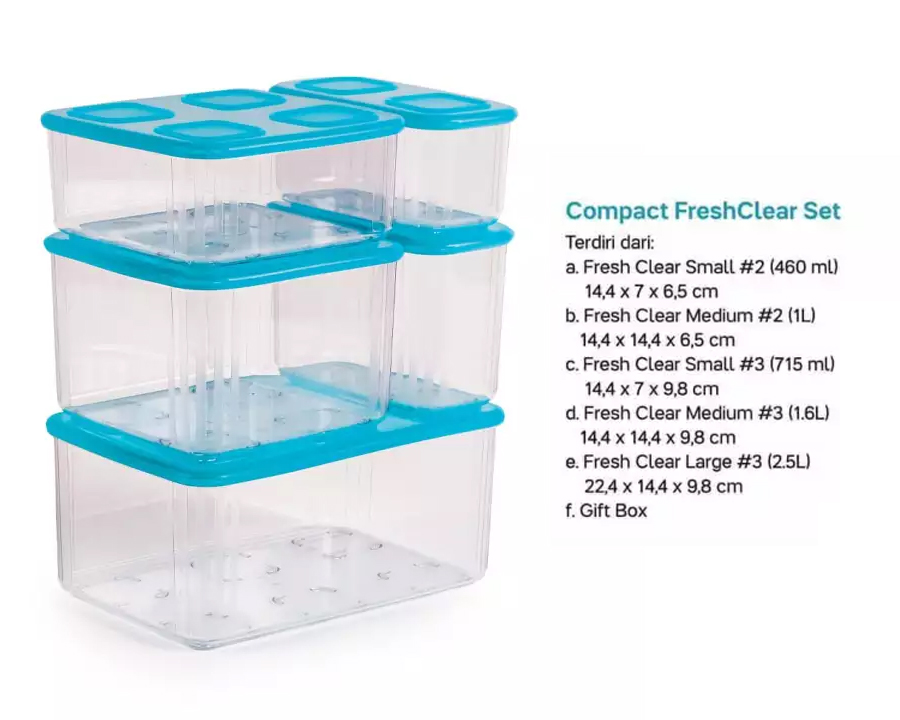 Bộ Hộp Trữ Mát Kín Khí Kín Nước Fresh Clear 5, Hàng Chính Hãng Tupperware Bảo Hành Trọn Đời