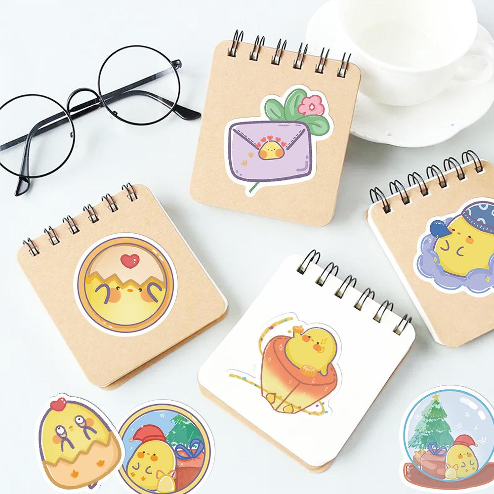 Sticker gà vàng chibi hoạt hình cute trang trí mũ bảo hiểm, guitar, ukulele, điện thoại, sổ tay, laptop-mẫu S73