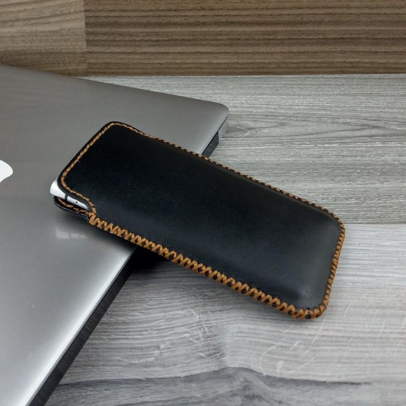 Bao da rút blackberry key2/key2 LE da bò thật da trơn