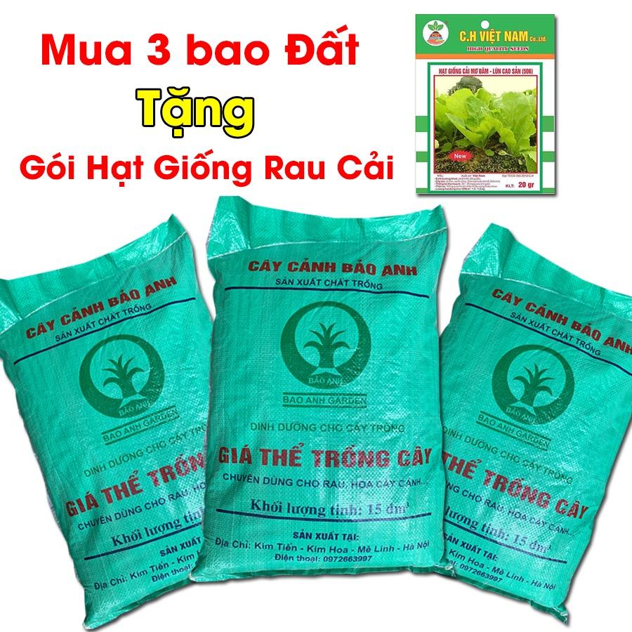 Combo 3 bao Đất Hữu Cơ Trồng Rau tặng Hạt Giống rau Cải