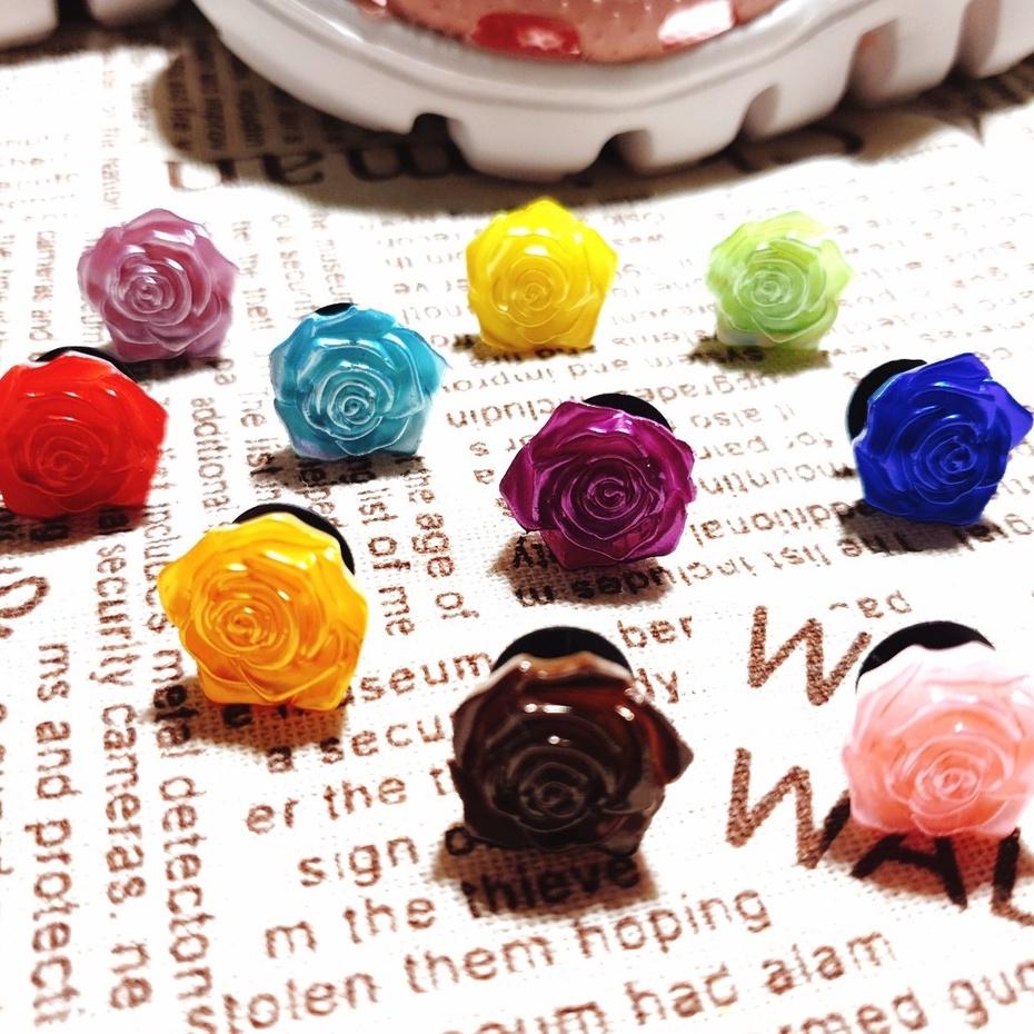 Sticker charms dán dép / nút gắn hkdesign mẫu hoa hồng mới loại đá cứng