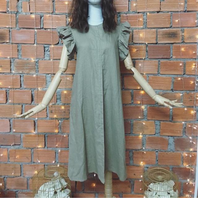 Đầm Linen bèo vai