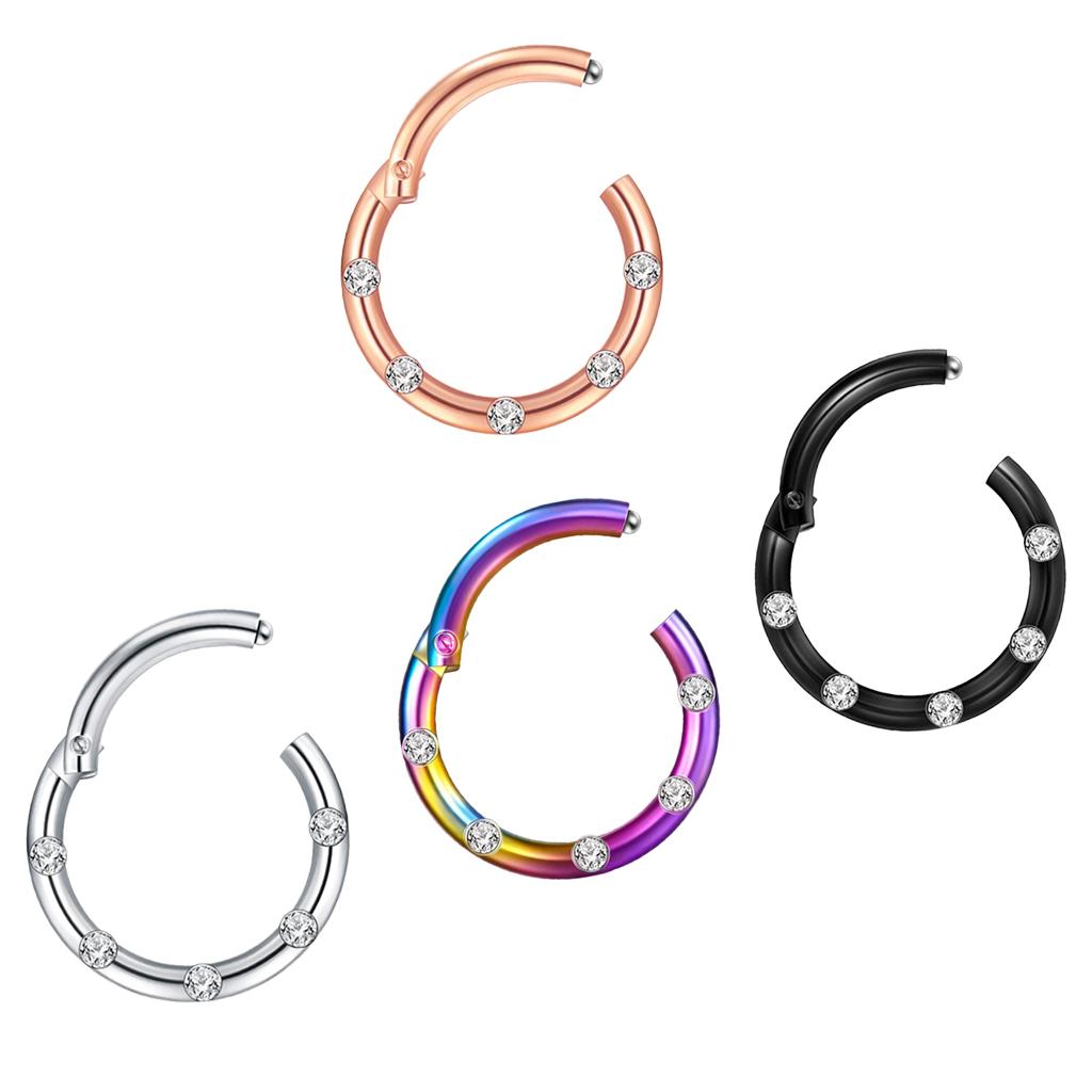 Crystal Stainless Steel Fake Septum Clicker Nose Ring Non-piercing Colorful