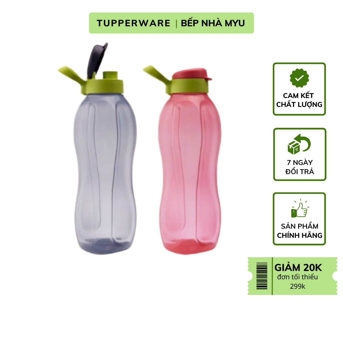 Bình Nước Tupperware Eco Bottle 1.5L - Hàng Chính Hãng