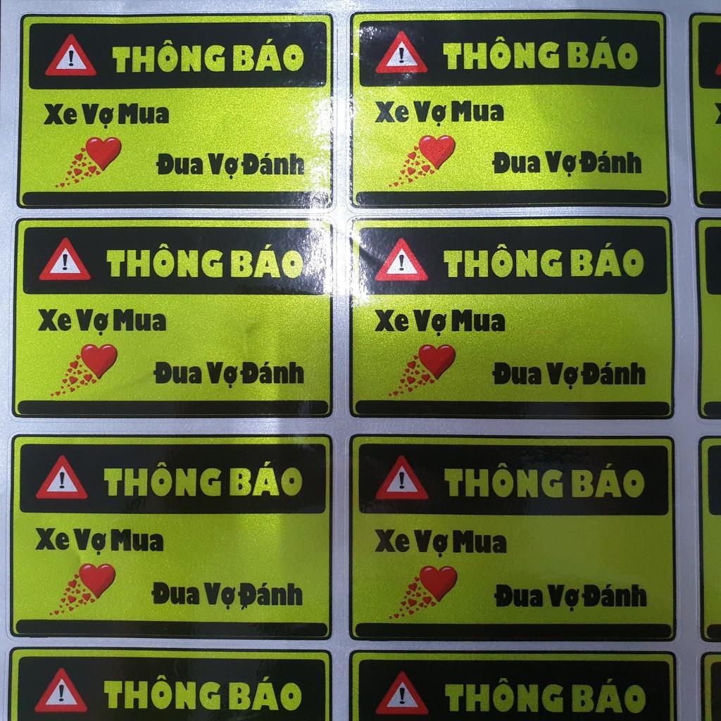 Tem Dán Xe Máy - Sticker Thông Báo In Chrome Đẹp Nhất