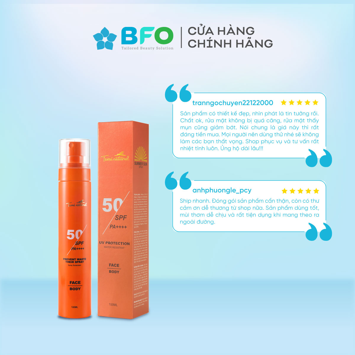 Xịt Chống Nắng Bảo Vệ Da Tối Ưu Summer SUN Spray SPF 50 PA++++ 100ml