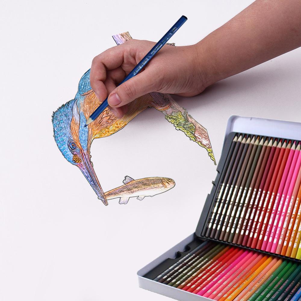 Professional 72 Colored Pencils Set Pre-Sharpened Water-soluble Water Color Pencils with Brush Protective Storage Box