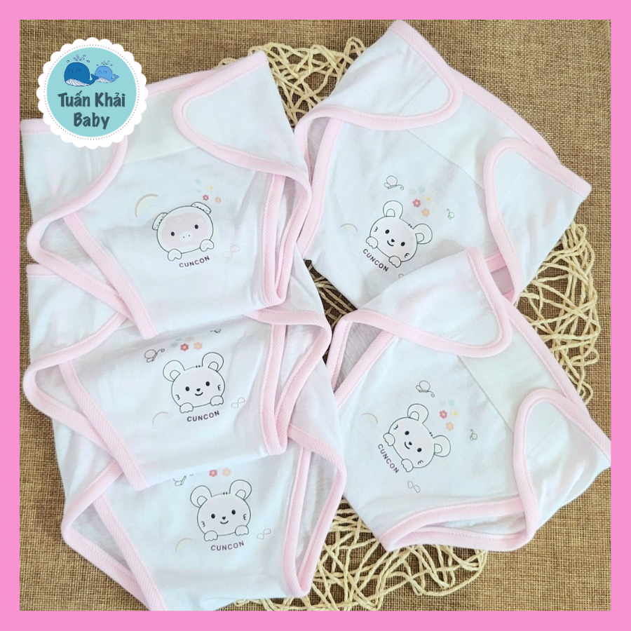 Set 5 tã vải sơ sinh cotton CUNCON | Size 1,2,3 cho bé sơ sinh - 9kg | Miếng dán bo viền, chất vải mềm mịn