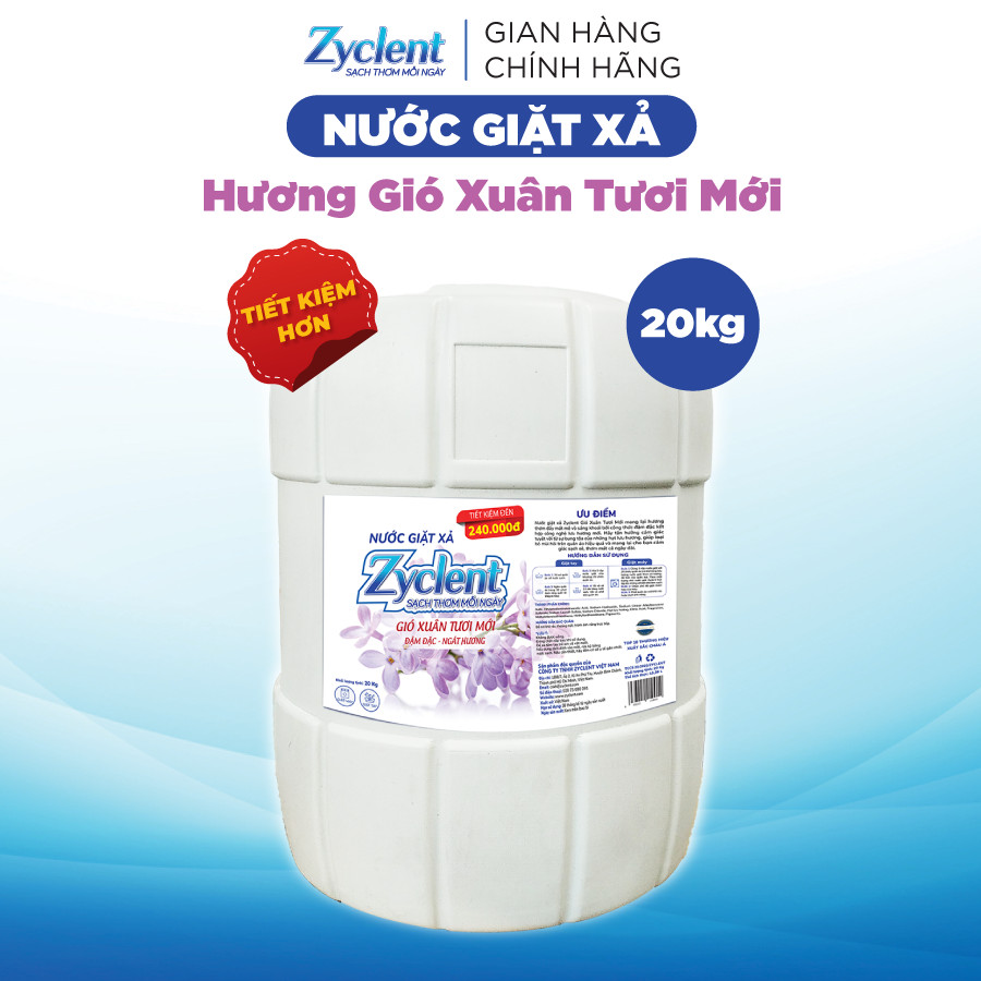 Nước Giặt Xả Zyclent EXTRA Hương Gió Xuân Tươi Mới - 20KG