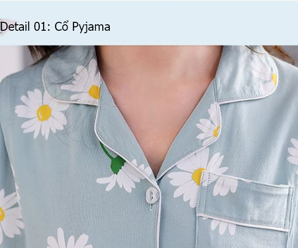 Bộ Đồ Pyjama Bầu Và Sau Sinh Dài Tay Az9446 Chất Liệu 100%Cotton Họa Tiết Hoa Cúc Dễ Thương Có Thiết Kế Cho Bé Ti