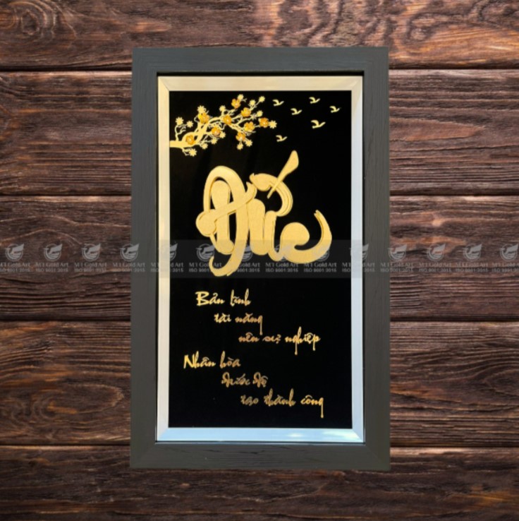 Hình ảnh Tranh chữ đức dát vàng 24k(35x55cm) MT Gold Art- Hàng chính hãng, trang trí nhà cửa, phòng làm việc, quà tặng sếp, đối tác, khách hàng, tân gia, khai trương