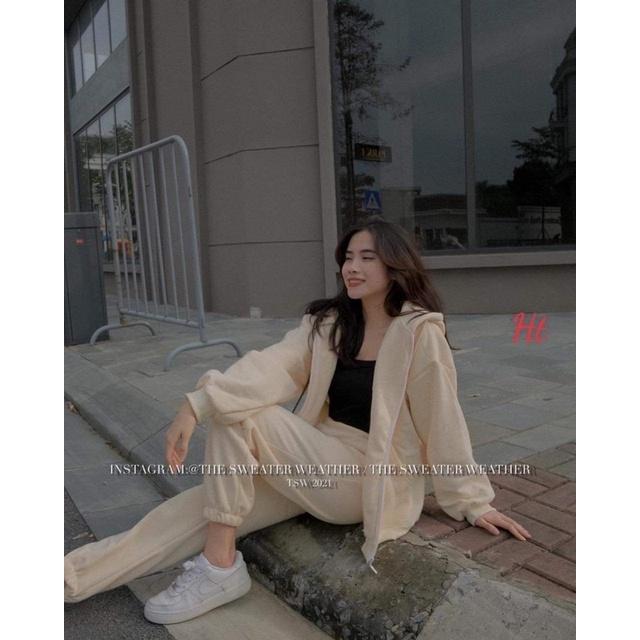 Bộ nỉ cổ khoá Cotton trơn H2B