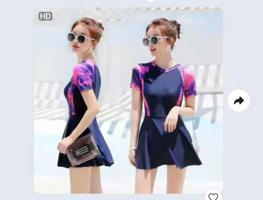 Váy Bơi Nữ Ngắn Tay Thanh Lịch