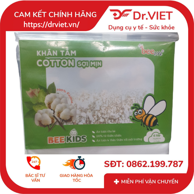 Khăn tắm COTTON sợi mịn Bee Kids BeeVN Chính hãng - Khăn tắm mềm mại, kháng khuẩn tự nhiên, an toàn cho trẻ em, trẻ sơ sinh, gồm 2 chiếc mỗi bịch