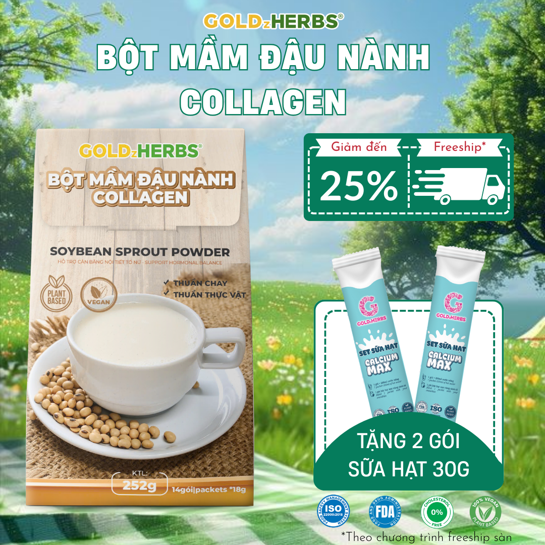 Bột mầm đậu nành Collagen GoldzHerbs – 14 gói/ 500g