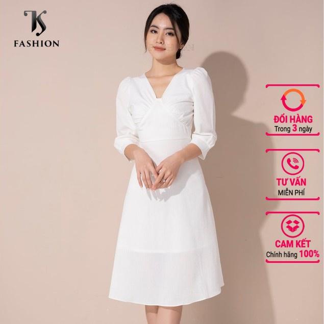 Đầm trắng nữ, tay lỡ, cúp ngực, cổ V, hàng thiết kế cao cấp TK FASHION trẻ trung, quyến rũ - DK848