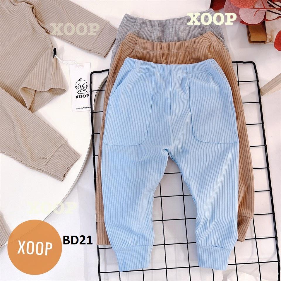 Bộ dài tay chất gân tăm- Bộ dài tay xoop quần có túi hộp cho bé BD21
