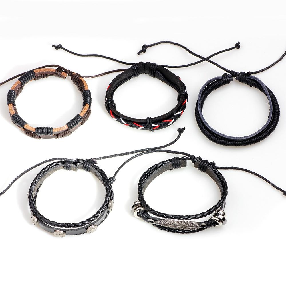 Combo 5 Vòng Đeo Tay Da Cá Tính, Vòng Tay Da Handmade