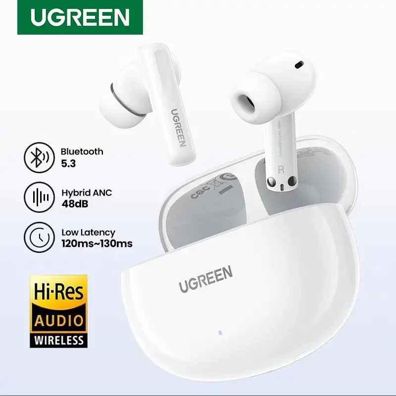 Ugreen UG15158WS200TK v5.3 HiRes HiTune T6 Hybrid Active Noise Cancelling tai nghe bluetooth chống ồn pin 30h 48dB màu trắng ANC - HÀNG CHÍNH HÃNG