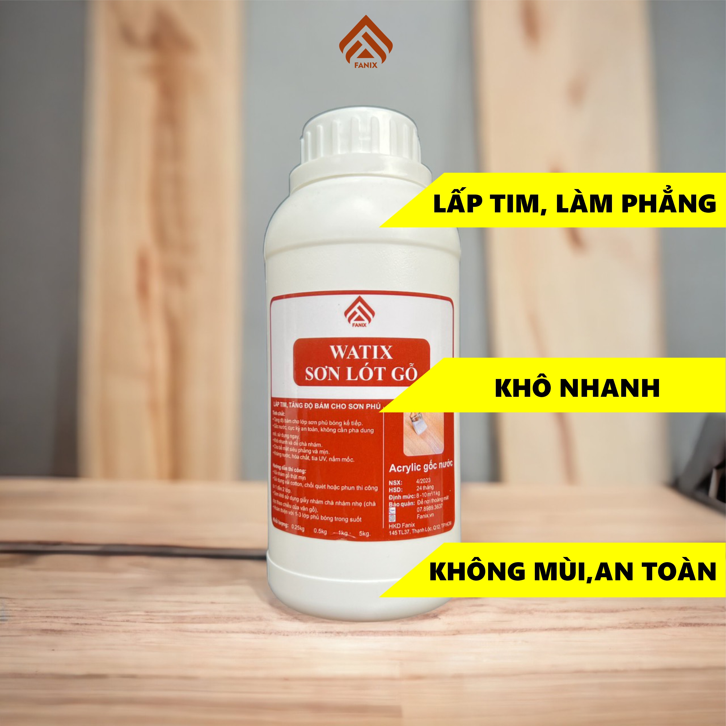 Sơn lót gỗ, che khuyết điểm, phủ đều màu, tăng độ bám dính cho lớp sơn kế tiếp - Watix Sơn Lót