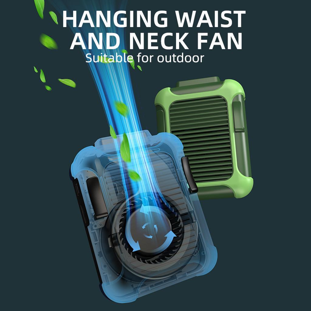 Portable Waist USB Rechargeable Lazy Fan Hanging Rest Fan Black