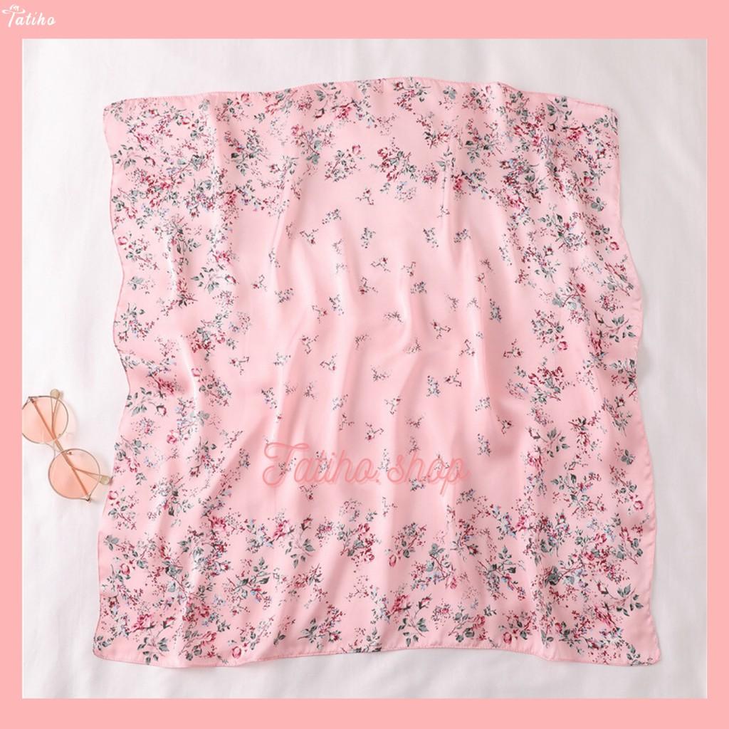 Khăn Lụa Vuông Họa Tiết Hoa Sang Trọng - Chất Liệu Chiffon 70x70cm - Mã KL051