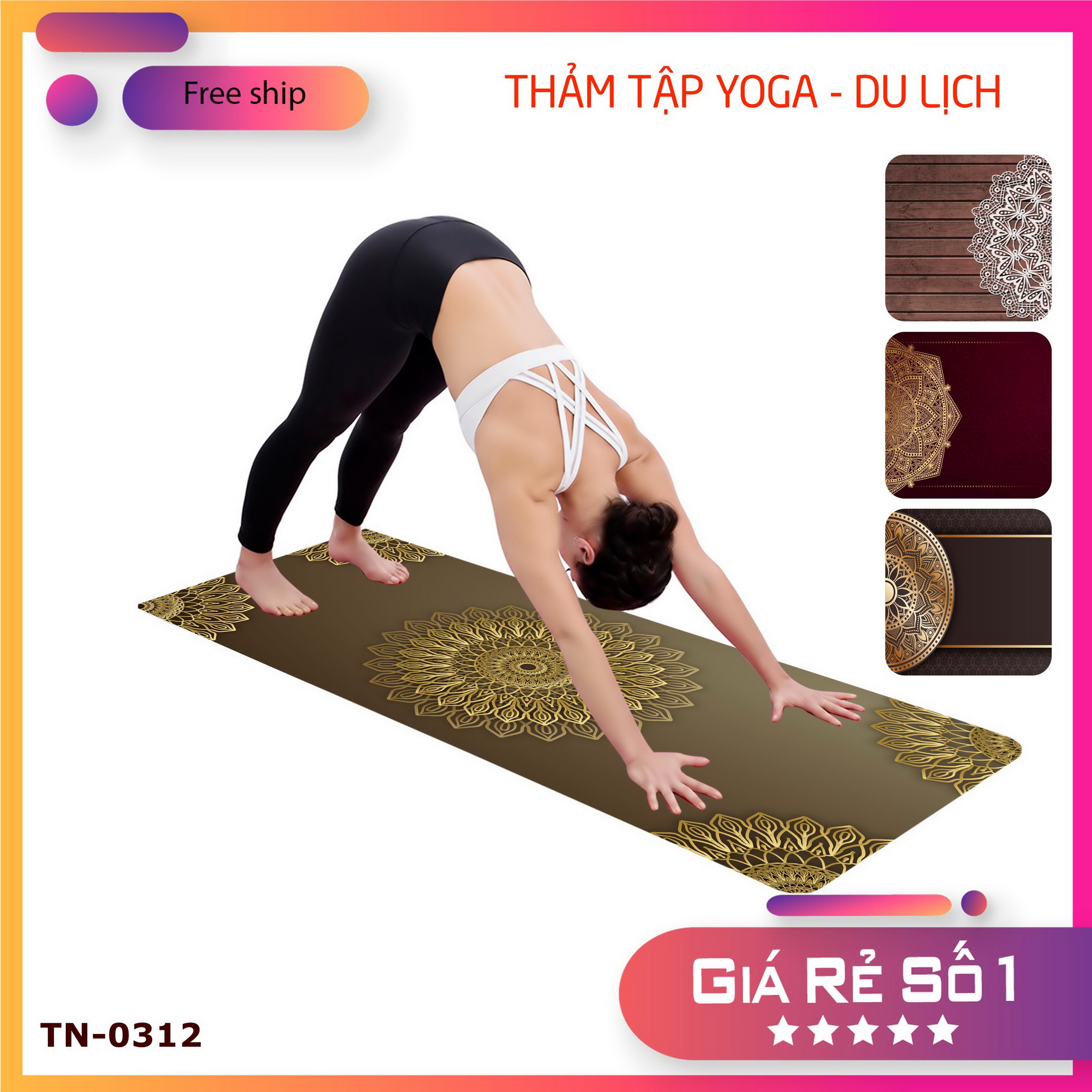 Thảm Tập Yoga Chất Liệu Vải Nỉ Có Nhiều Mẫu Họa Tiết Lựa Chọn Phù Hợp - Giá Tốt Nhất - TN-0312