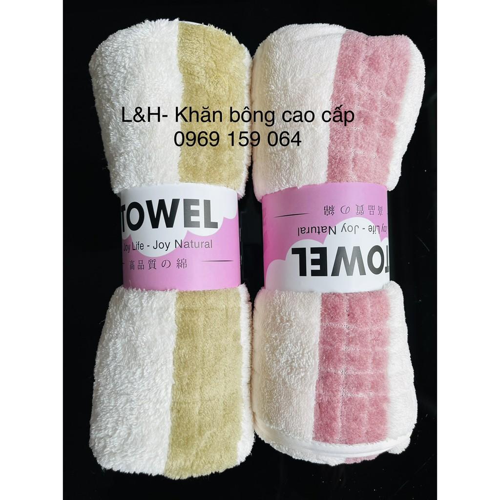 Khăn tắm lông cừu,kẻ viền to, KT 50x100cm