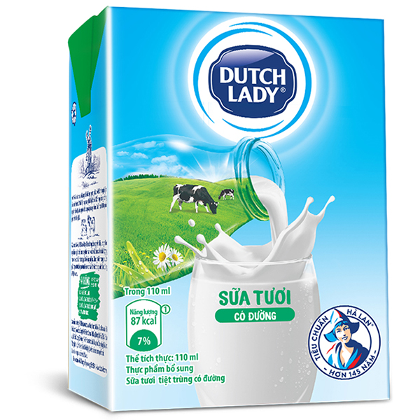 Thùng 48 hộp Sữa Tươi Tiệt Trùng DutchLady có đường 110ml - 48x110ml
