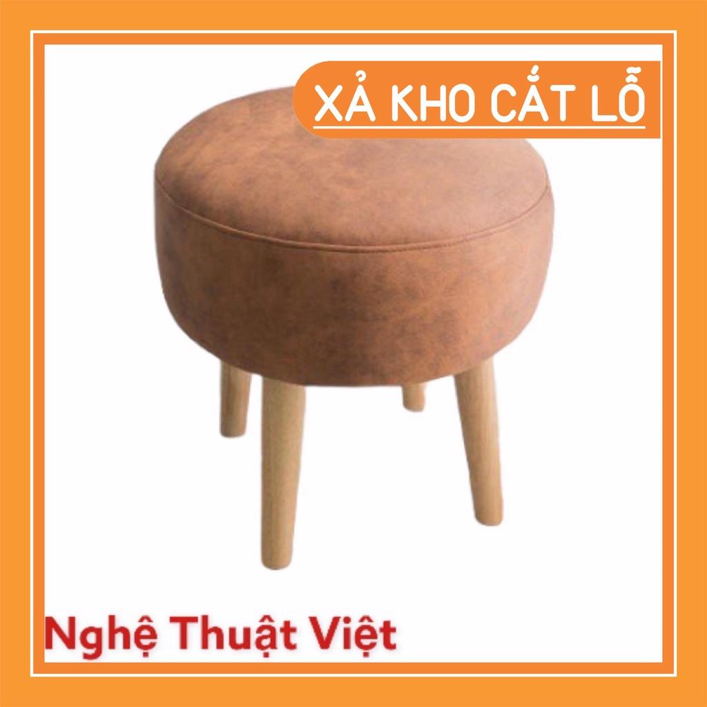 SIÊU ĐẸP Ghế đôn tròn sofa bọc da chân gỗ Nghệ Thuật Việt Nội thất thông minh decor phòng khách Siêu rẻ