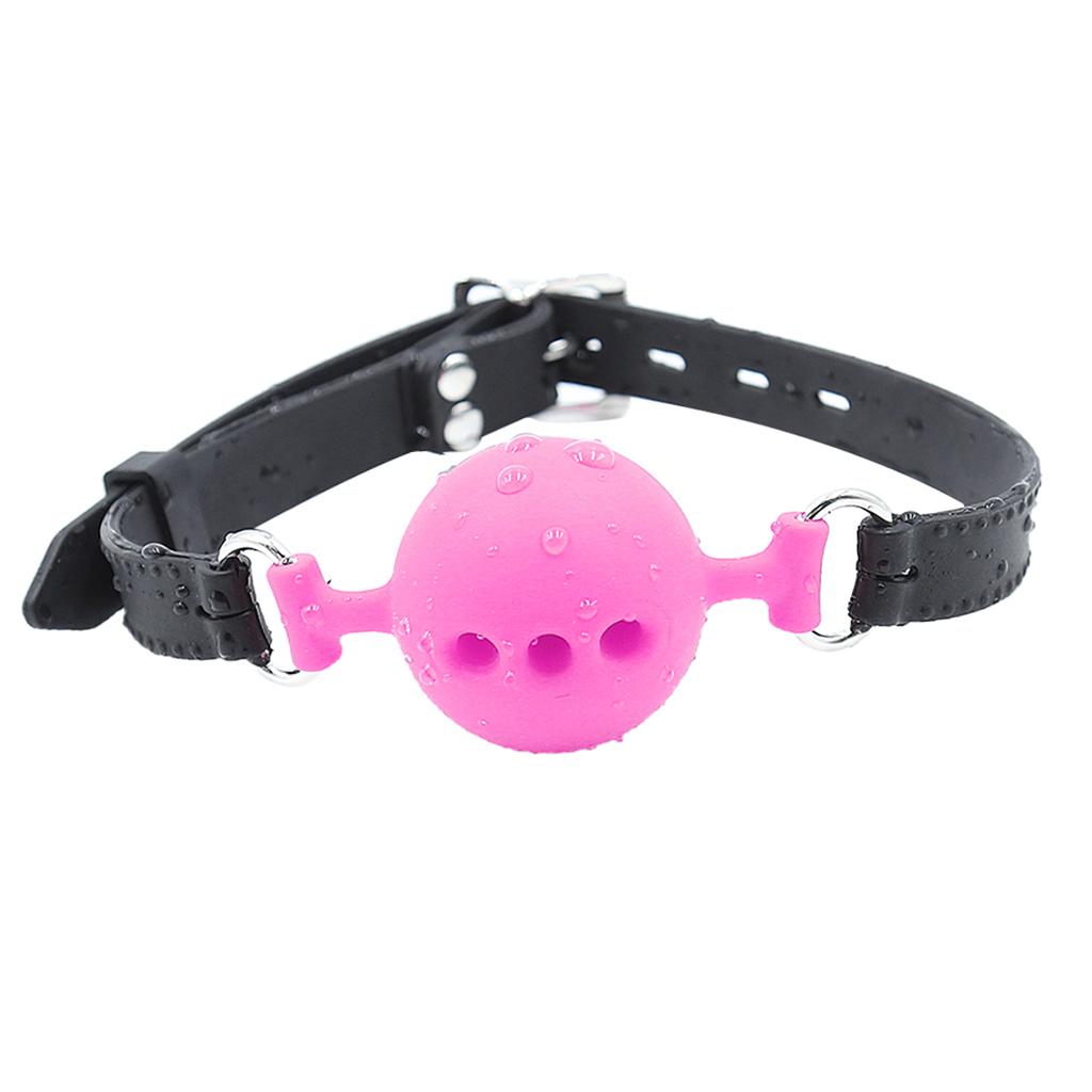 Open Breathable Leather Paly Buckle Belt Silicon Mouth Gag for Women