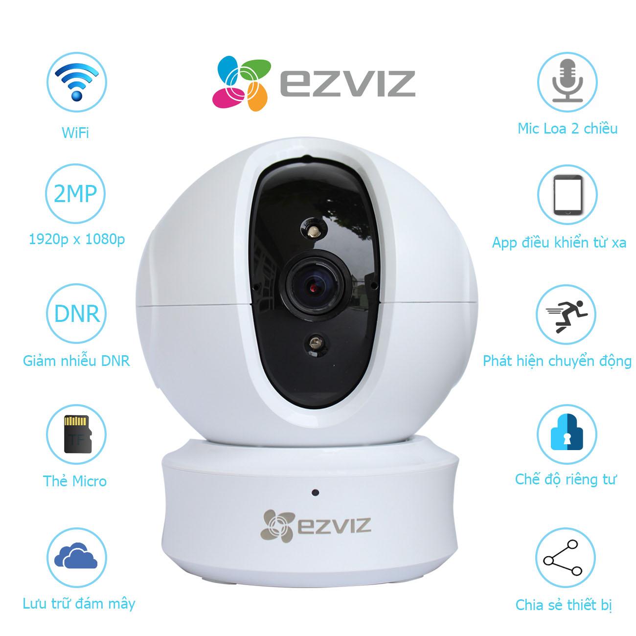 Camera Ip Wifi Ezviz (CS-CV246-B0-1C1WFR) C6CN 1.0 Mpx HD 720P- Có Cổng Lan - Hàng Chính Hãng