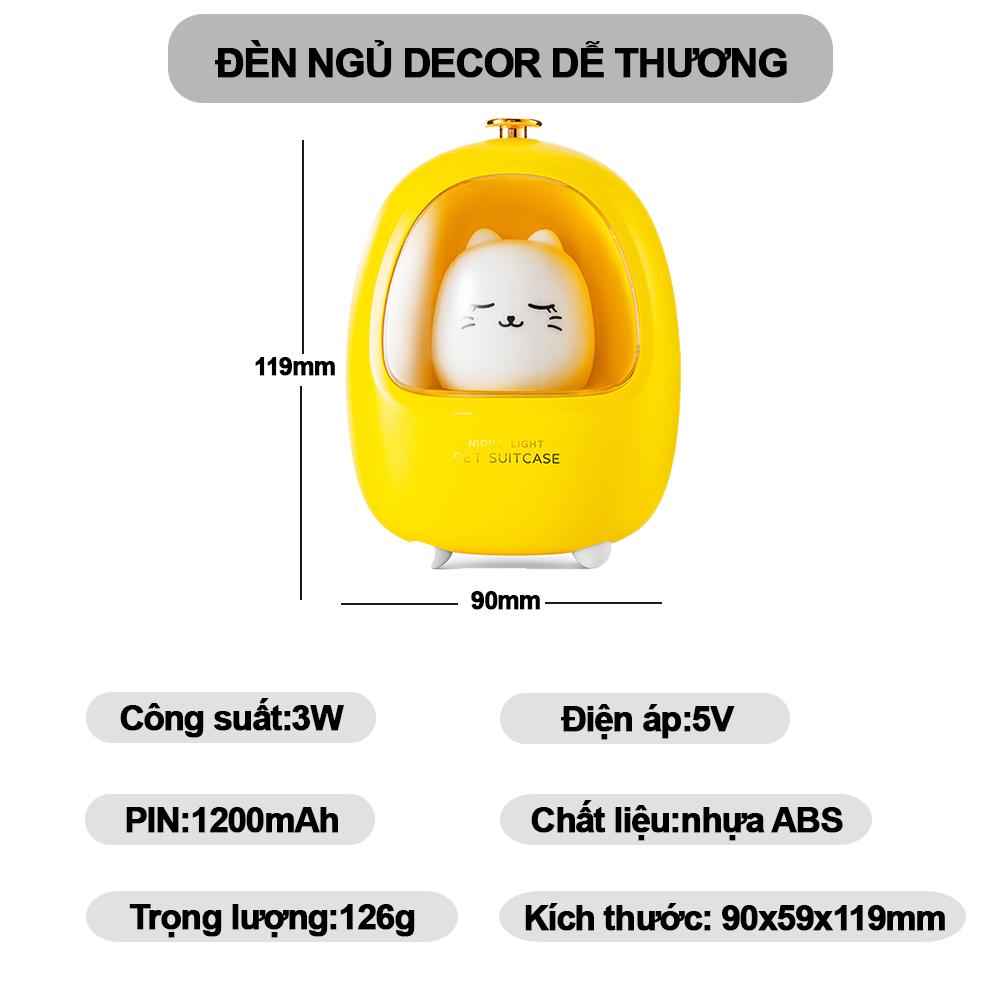 Đèn ngủ decor hình thú cưng M1148, đèn trang trí phòng ngủ dễ thương cho bé cổng sạc USB công suất 3W-K1837