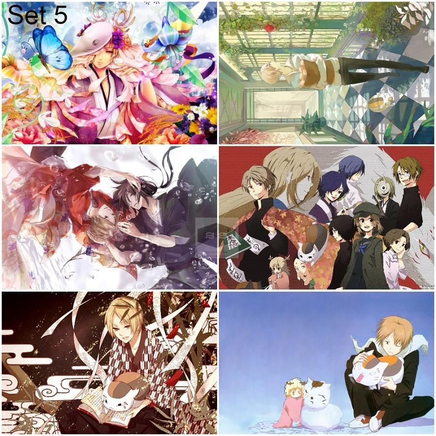 Bộ 6 Áp phích - Poster Anime Natsume's Book of Friends - Natsume Yuujinchou - Hữu nhân sổ (bóc dán) - A3,A4,A5