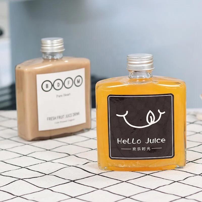 Combo 5 Chai Thủy Tinh Đựng Nước 250ml, Đựng Trà Sữa, Detox, Chai Vuông, Thuỷ Tinh - Topbanchaynhat