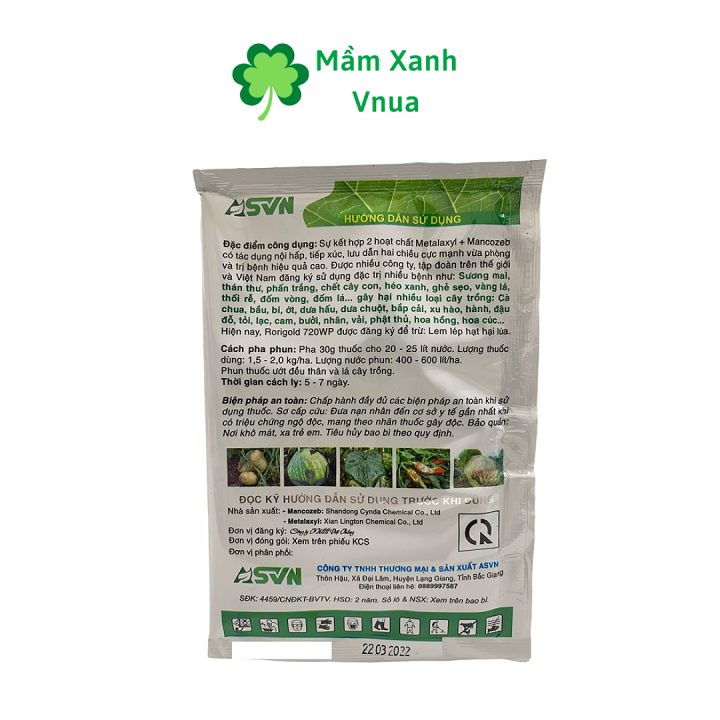 Vua Nấm Bệnh - Sương Mai, Thán thư, Vàng Lá, Thối Rễ - Gói 30Gr