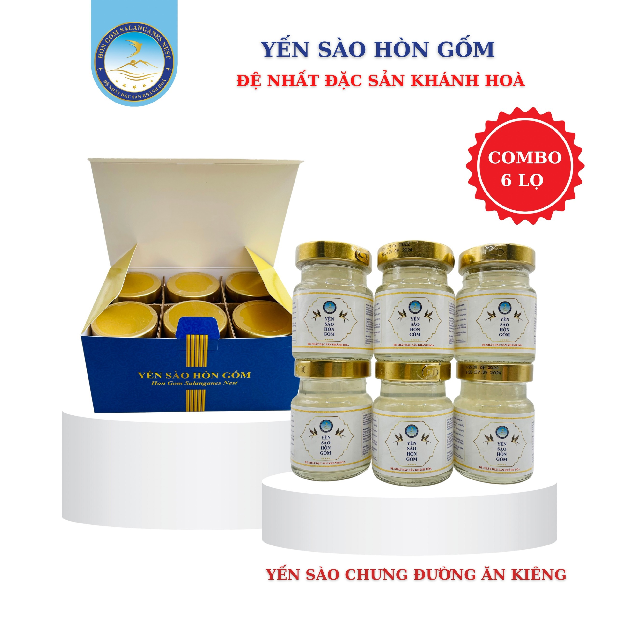 [COMBO 30 LỌ 70ML] Nước Yến Sào Chưng Đường Ăn Kiêng - Yến Sào Hòn Gốm Chính Hiệu Khánh Hoà - H G SALANGANES NEST