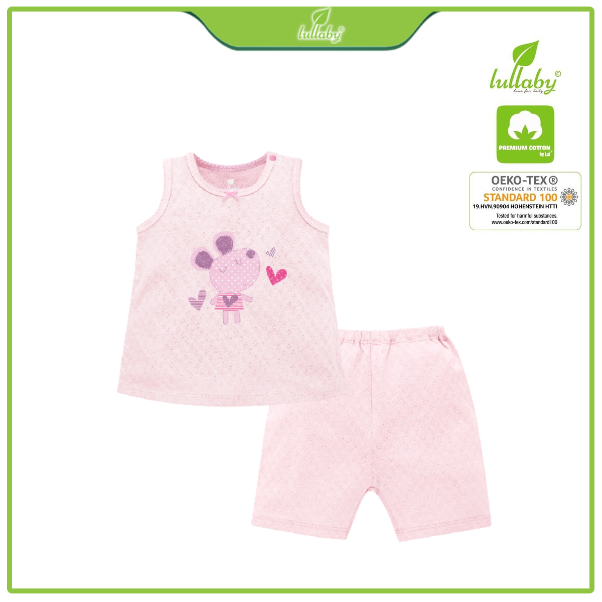 Đồ bộ sát nách Lullaby cho bé gái NH82B Hồng nhạt