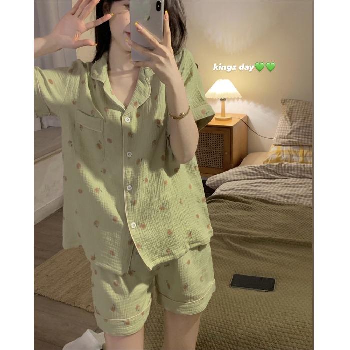 Bộ đồ mặc nhà nữ mùa hè màu xanh lá size M