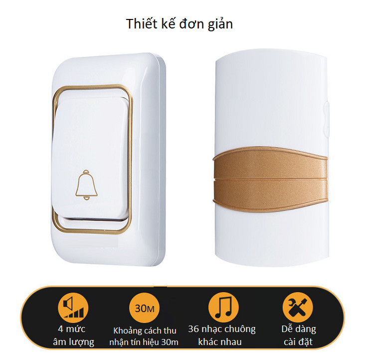 Chuông cửa đôi không dây chống nước K06-2 - Tặng kèm 01 quạt mini cắm cổng USB vỏ thép