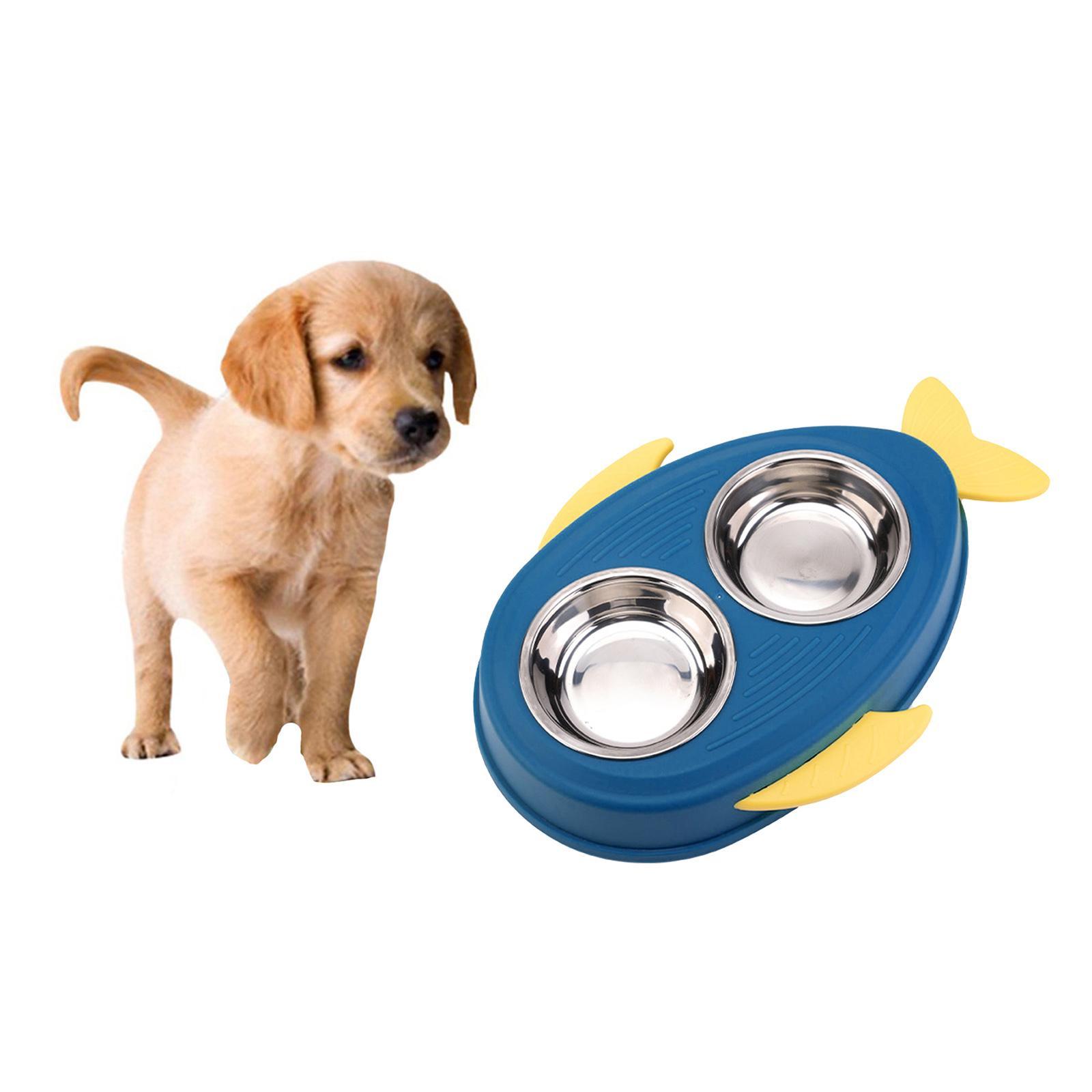 Water and Food Bowls Pet Feeder Waterer Dispenser Blue