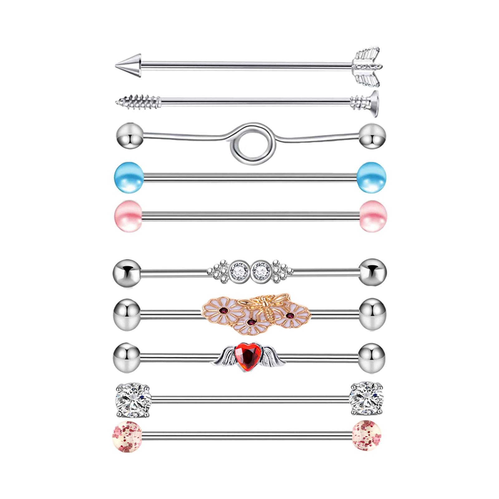 Unisex Industrial Barbell Stainless Steel Piercing Body Jewelry Earrings