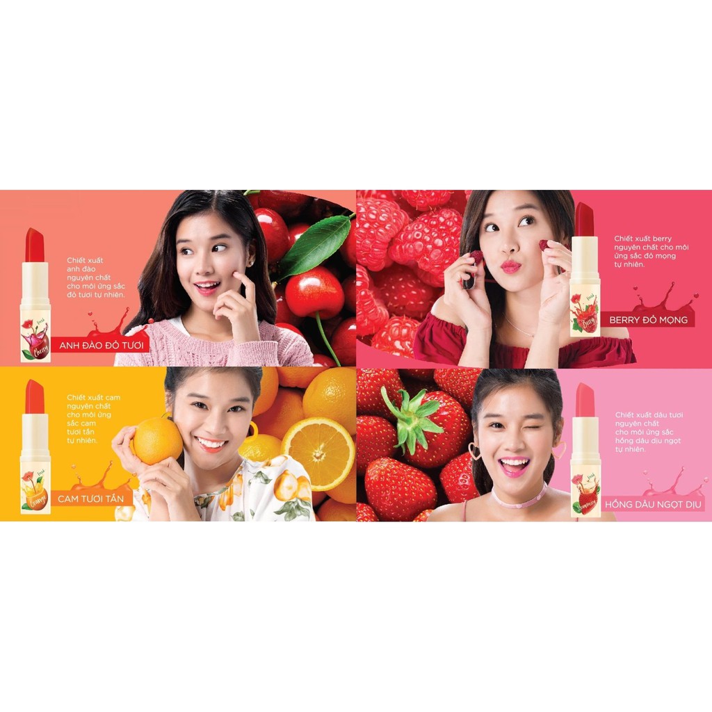 LipIce Son Dưỡng Môi Chiết Xuất Trái Cây Màu Hồng Dâu Sheer Color Fruit Juice 4g