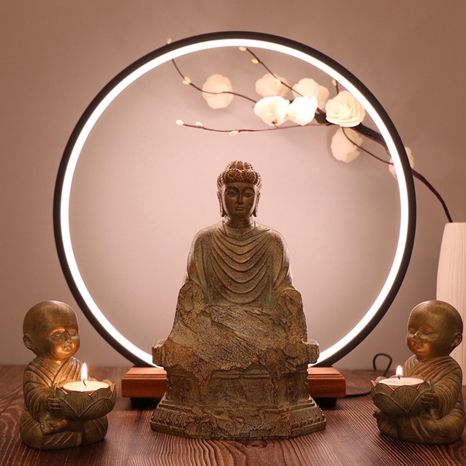 Buddha Statue Monk Doll, Candleholders Buddhist Showpiece Collectibles Monk Figurine Ornaments for Tabletop Centerpiece Meditation Decor