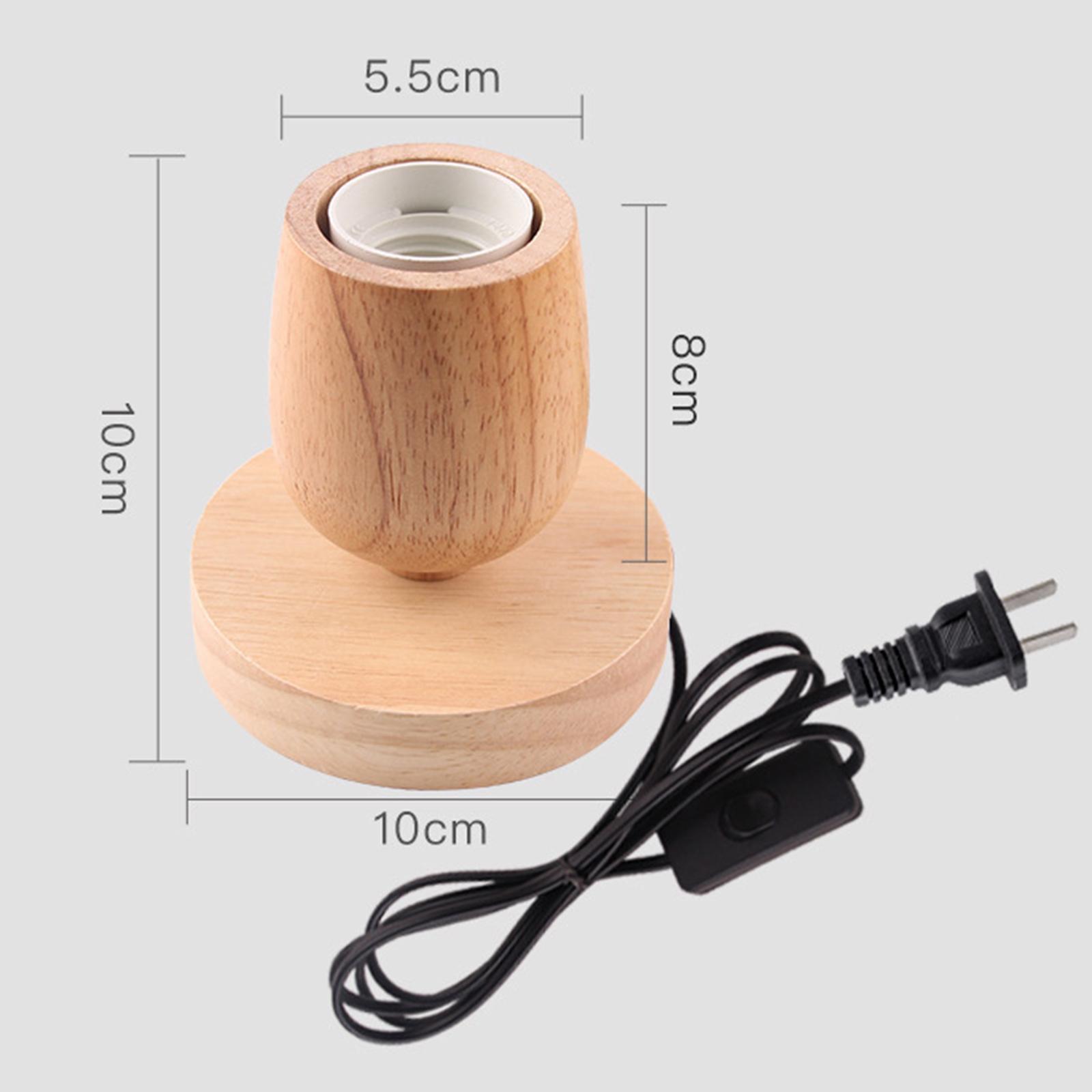 E27 Wood Base Table Lamp Bulb Socket Holder Decor Night Light