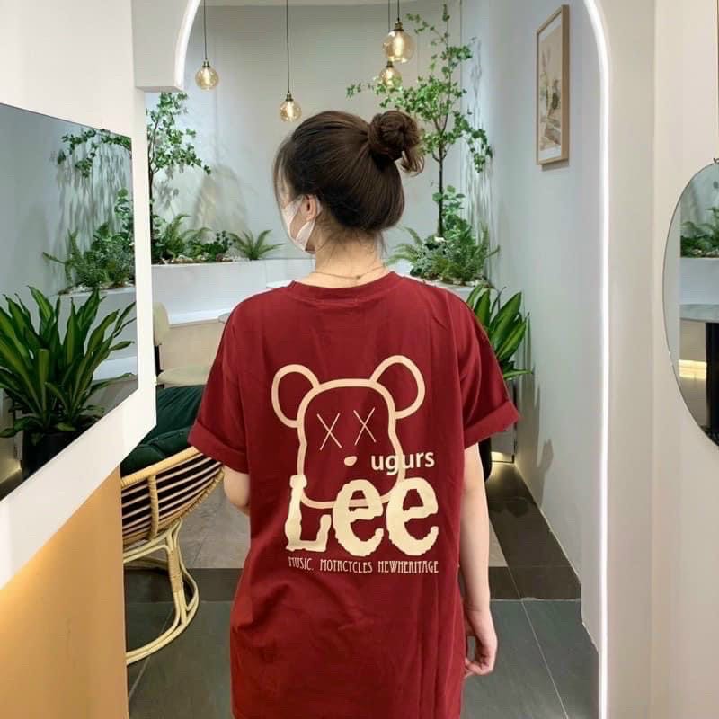 Áo Phông Gấu Lee Siêu Hot, Áo Phông Nam Nữ 3158 In Hình Gấu Hai Mặt, áo thun nữ in chữ LEE ba màu form rộng unisex, Áo thun tay lỡ nam nữ GẤU LEE Teen Fashion - Áo phông Unisex form rộng phong cách Ulzzang Hàn Quốc mặc cặp, nhóm, lớp in chữ