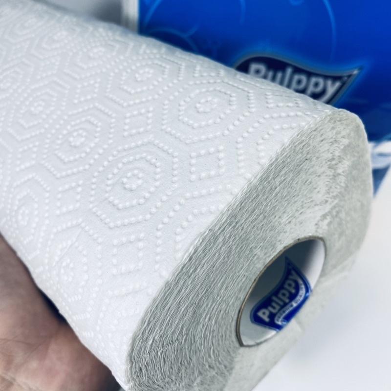 Khăn Giấy Đa Năng Pulppy 2 Lớp 205 Tờ (x2 Cuộn) Kitchen Towel Lau Bếp Thấm Dầu Hiệu Quả