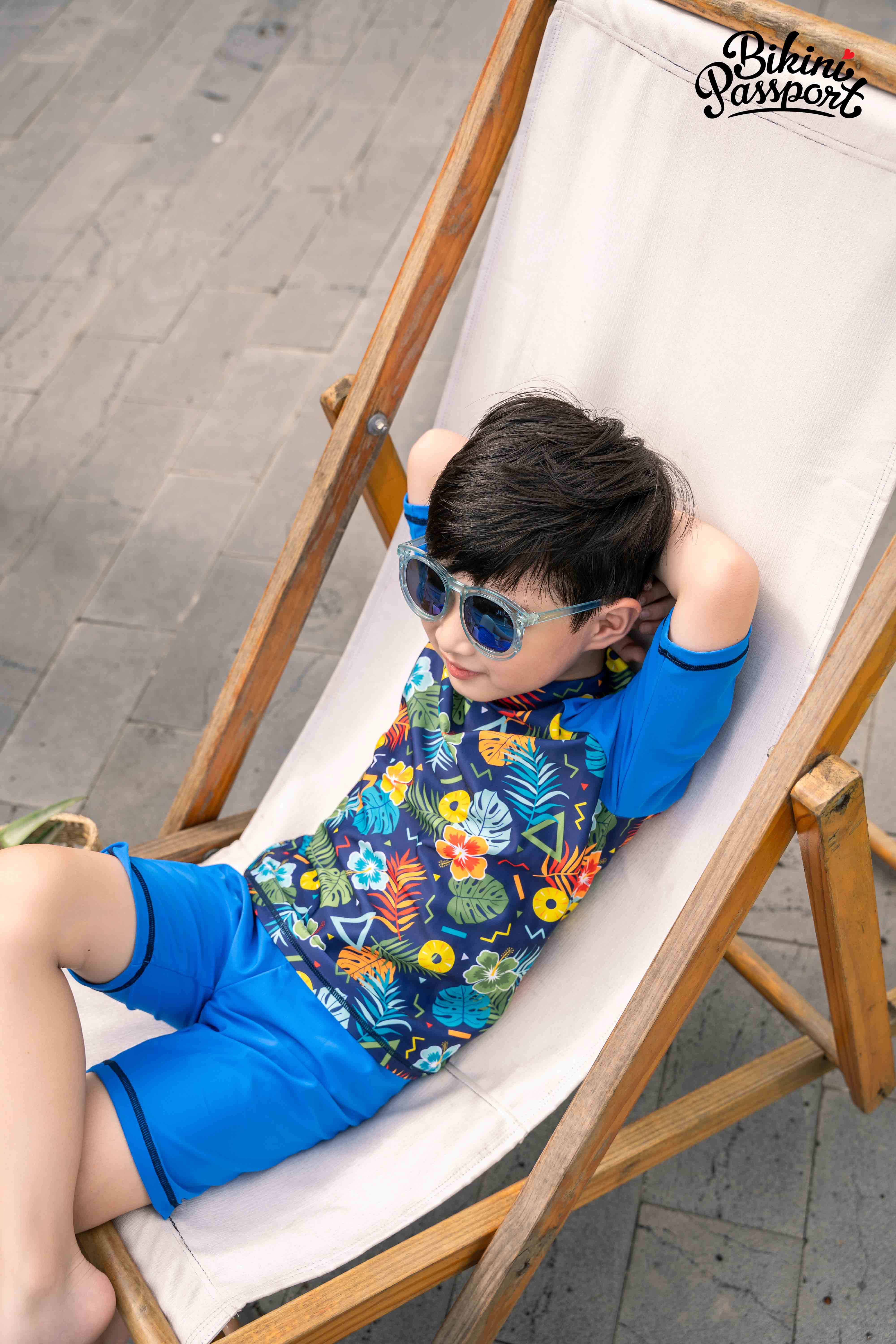Đồ bơi áo tắm em bé BIKINI PASSPORT KID - Hai mảnh quần lửng áo tay dài - Floral-KD015_FLO