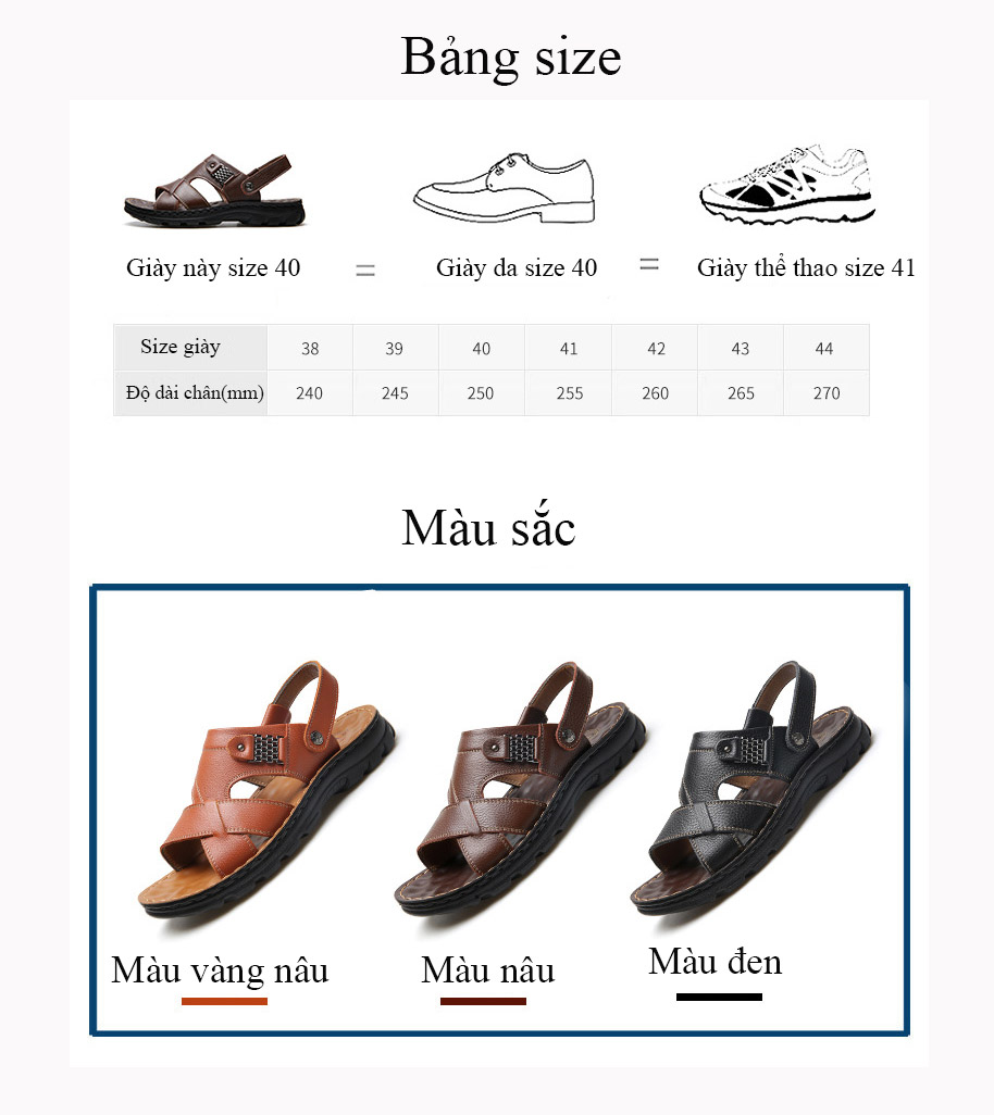 Giày sandal nam /dép quai hậu nam công sở da thật mã 692.LK